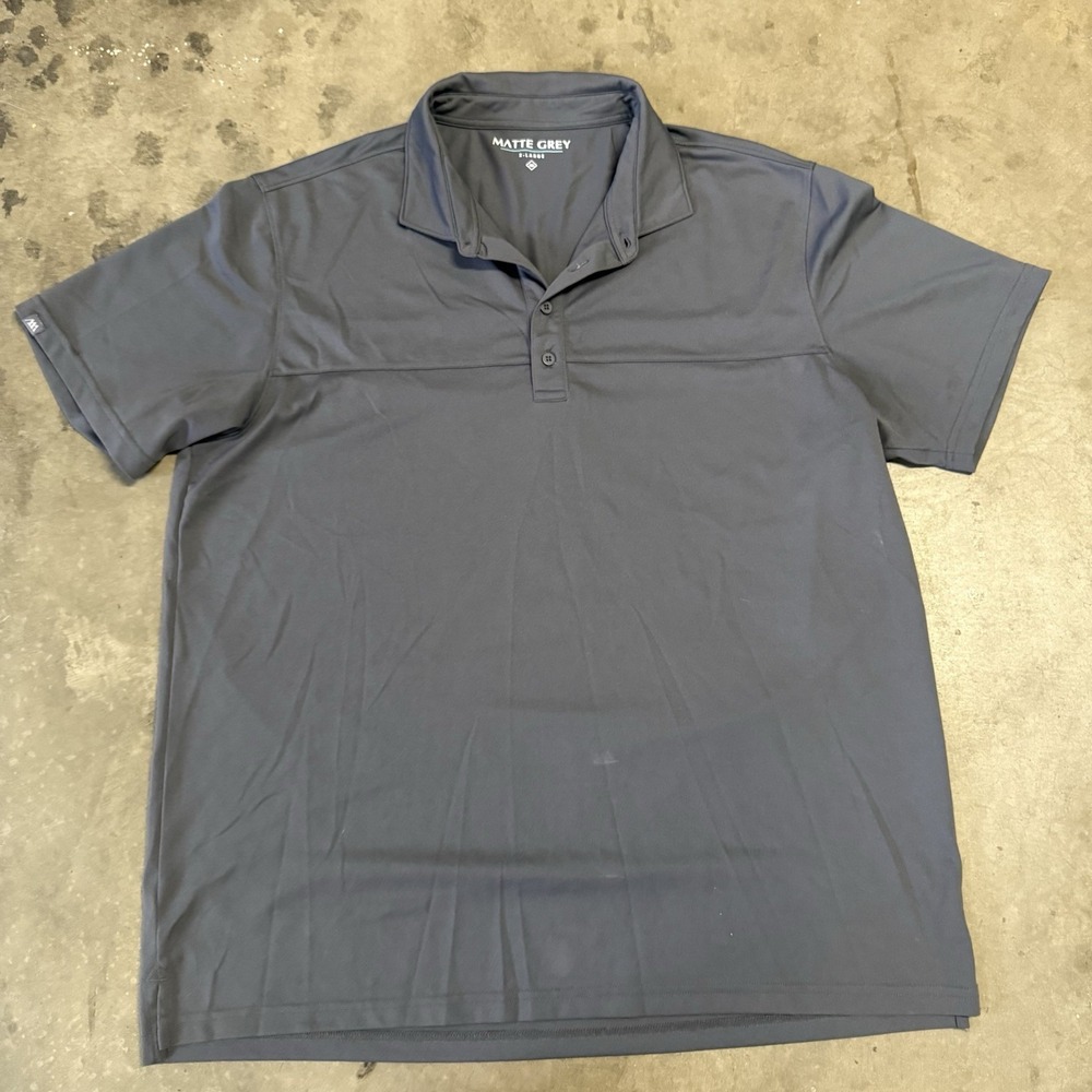 Matte Grey Polo Golf Shirt Men's XL Gray‎ Performance Stretch A190